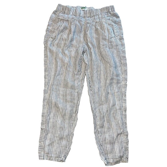 Anthropologie Women’s Striped Linen Pull-On Crop Pants size XS Tapered Lagenlook - Picture 2 of 7
